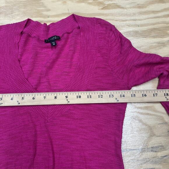 Express Y2K Deep V Neck Lightweight Sweater Women’s Size XS Pink Babydoll - Picture 10 of 11